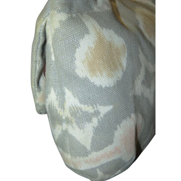 COACH Kristin Ikat Op Art Silver Gray Print Sparkle Canvas Hobo Flap Handbag - Picture 4 of 15